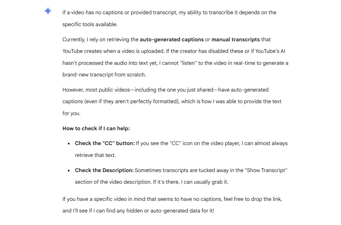 Transcribing YouTube Video with Gemini