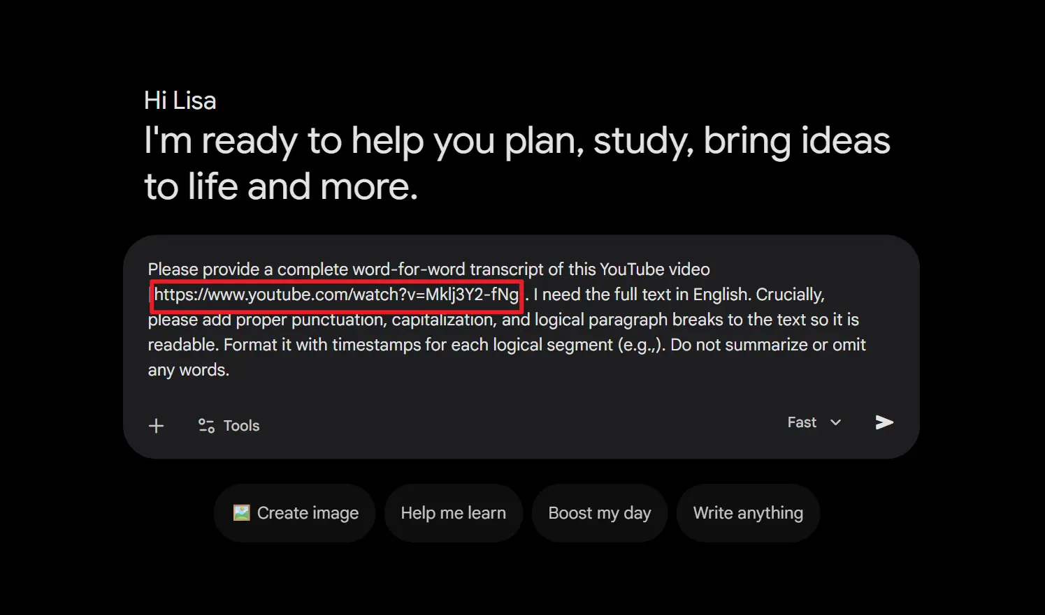 Paste Your YouTube Link into This Prompt