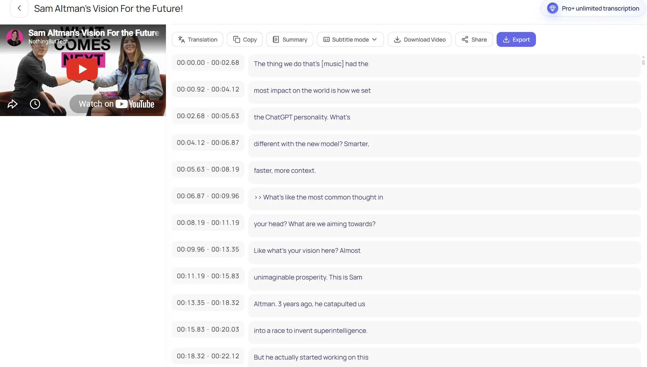 Preview and Use the Transcript