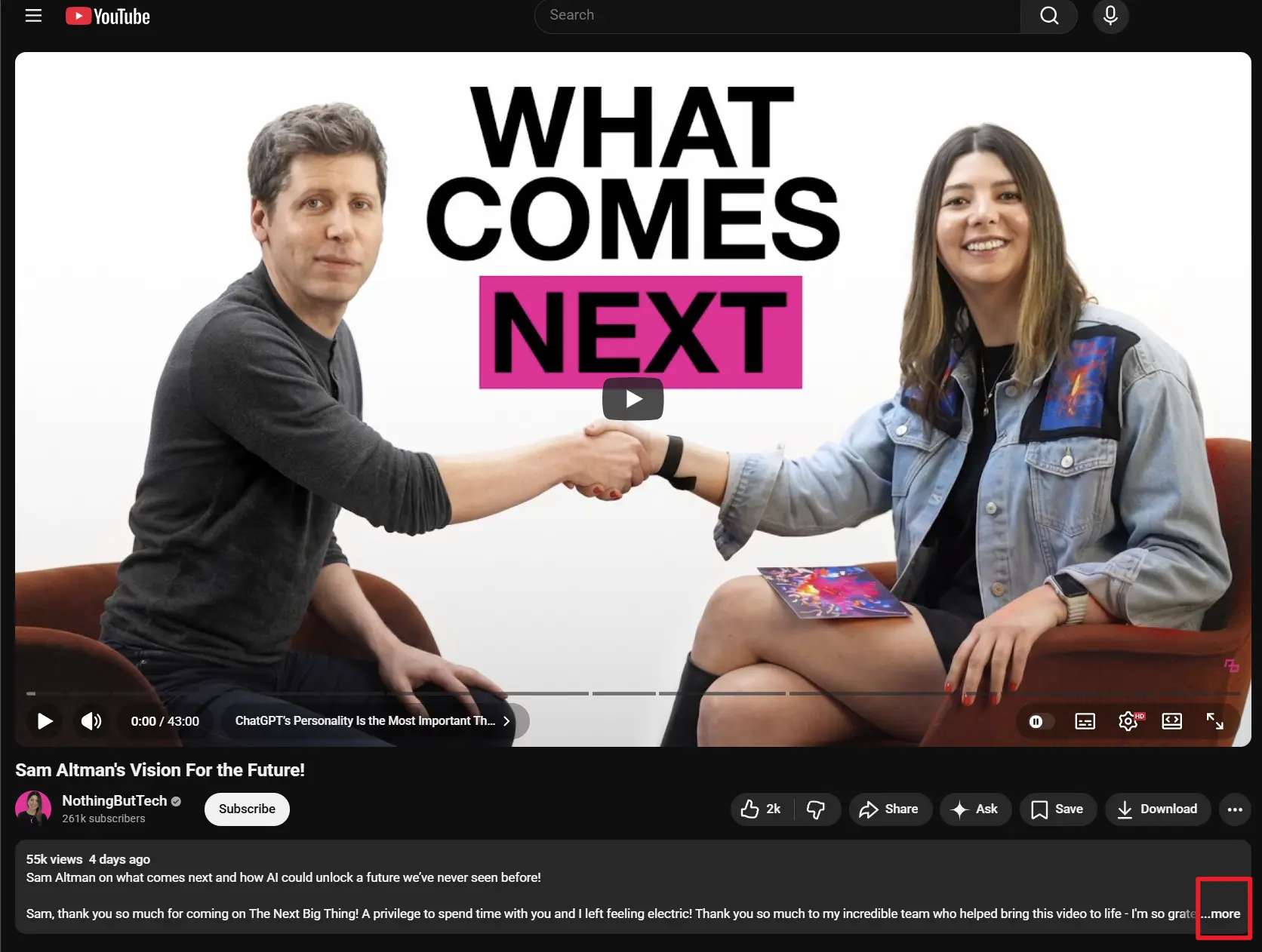 Click View More Button on YouTube