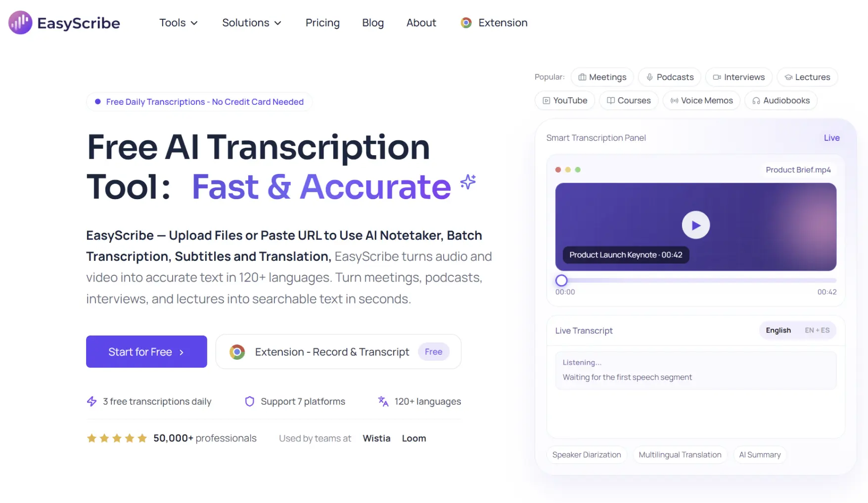 EasyScrie Free Transcription Tool