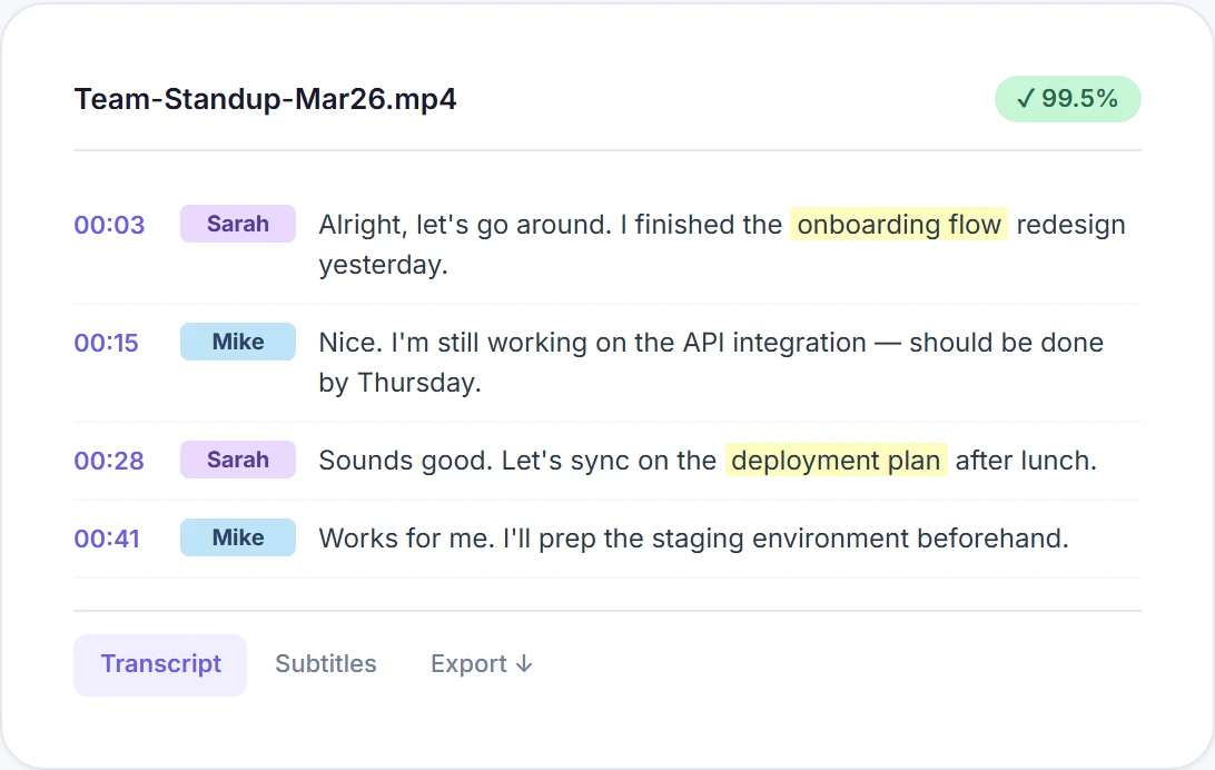 EasyScribe Speaker Identification